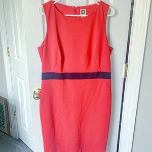 Anne Klein Red & Navy Shift Dress Size 12
